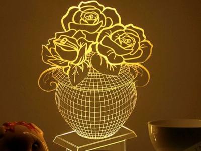 Rose Vase-shaped Sign Light