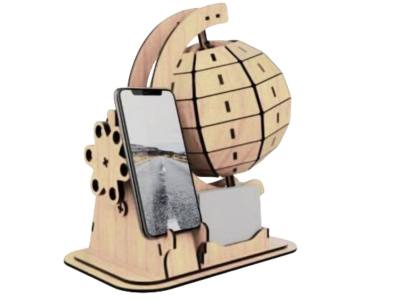 World Globe Table Top Phone Holder