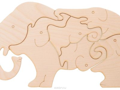 Wooden Elephants Jigsaw Puzzle For Kids Children Indoor Games DXF File