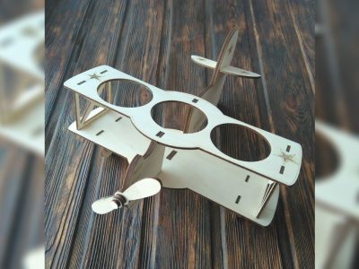 Biplane Wooden Beer Holder