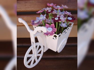 Wooden Tricycle Bike Flower Basket