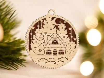 Layered christmas village house