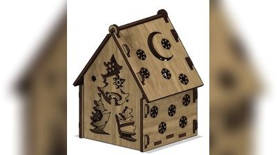 Lasercut Wooden House Model CDR File