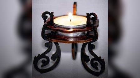 Candle Stand, Wooden Candle Holder Template Vector File