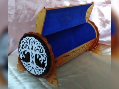 Wedding Ring Box Wooden Gift Box with Tree Design Vector File