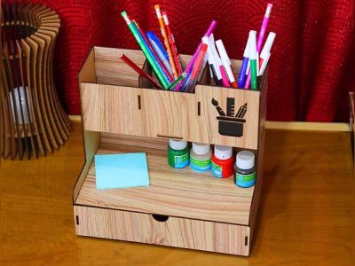 Desk Organizer Template Pencil Box with Drawer Vector File