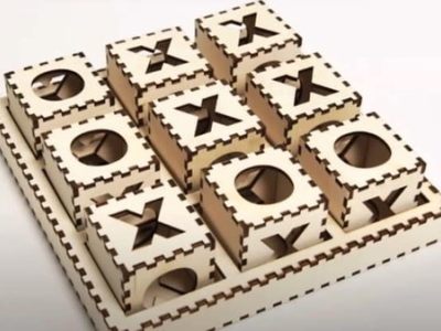 Wooden Tic Tac Toe Game Model Vector File
