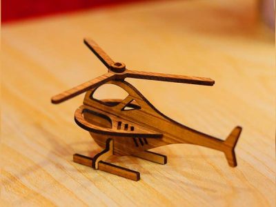 Wooden Helicopter Toy Model Wooden Puzzle Kids Toy 3mm Vector File