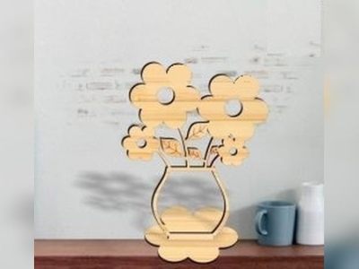 Wooden Flower Vase Decoration Vector File for Laser Cutting