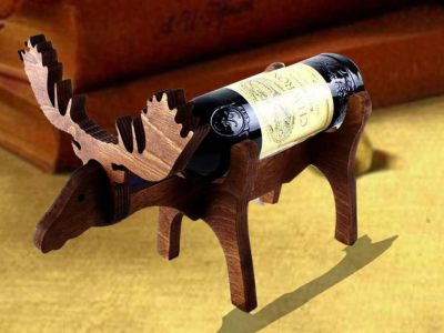 laser cut Moose Wine Bottle Stand, Wooden Animal Bottle Stand Vector File