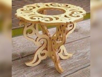 CNC Laser Cutting Round Table Wooden Furniture