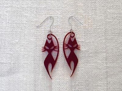 Two Cat Earrings Acrylic  CDR File