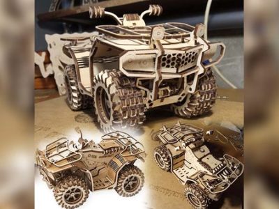3D Wooden Puzzle ATV Bike Model Template Vector File for Laser Cutting