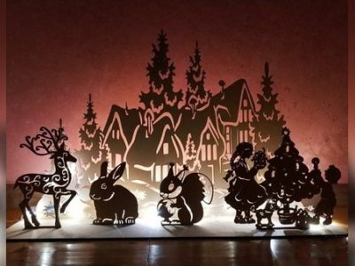 Wooden Multilayer Christmas Night Light Drawings for Wall Art CDR File