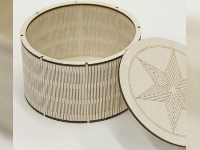 Star Plywood Wooden Round Box DXF File