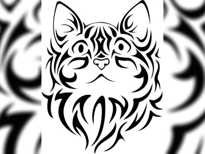 Pretty Tribal Cat Face Silhouette Vector