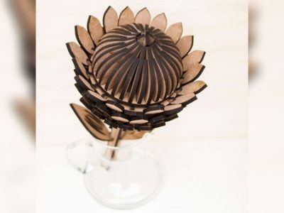 Wooden Sugarbushes Flower 3D Puzzle Gift DXF File