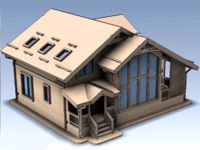 Modern Attic House Design Model Vector File