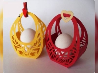 Easter Basket Layout Wooden Egg Holder Basket Vector File