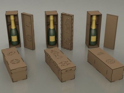 Carved Wooden Wine Gift Boxes DXF File