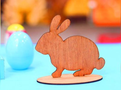 Lase Cut Bunny Stand Decoration Easter Bunny Deocr Idea 3mm Vector File for Laser Cutting