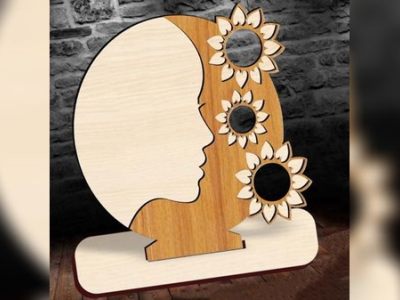 Wooden Mother’s Day Sunflowers Frame Design Vector File for CNC Laser Cutting