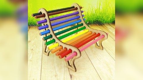 Bench shape Pencil Holder Laser Cut