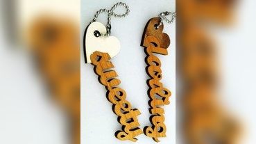 Wooden Valentine Keychain Wood Keyring Template Vector File