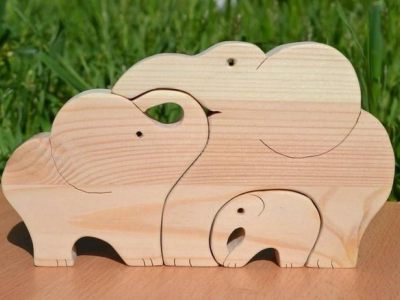 Wooden Elephants Jigsaw Puzzle DXF File