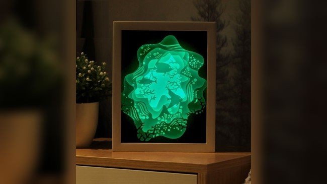 Light Box Dxf Ocean Light Box Therapy Lamp DXF and CDR File CDR DXF Laser Cut ...