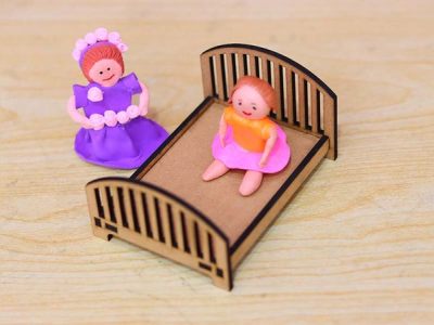 Wooden Dollhouse Miniature Bed Design