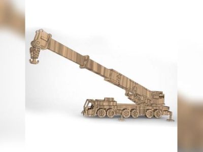3D Wooden Puzzle Crane Model CDR and DXF File