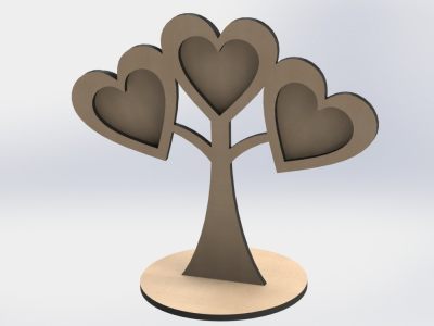 Wooden Photo Frames Heart Shaped On Tree DXF File