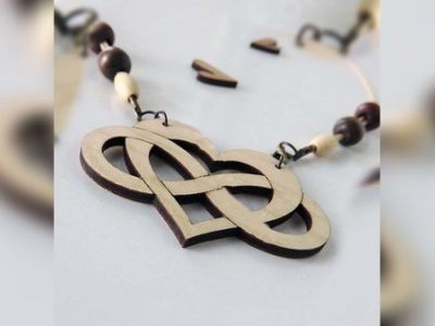 Wooden Heart Pendant Necklace Jewelry Template Vector File