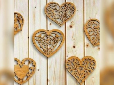 Heart Shaped Pendant Pattern Design DXF and CDR Vector File