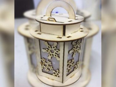 Wooden Snowflake Pattern Lantern Template Vector File