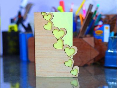 Happy Valentine Day Gift Card Love Heart Wood Card Vector File
