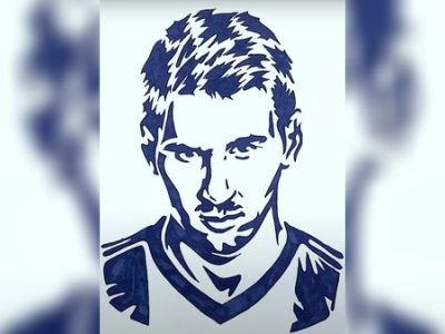 Lionel Messi Face Line Art