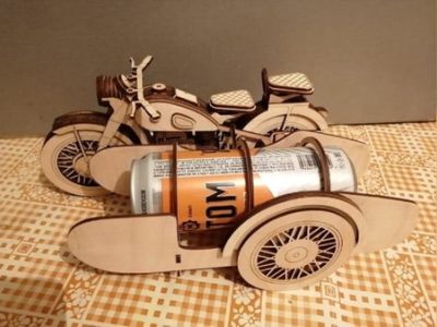 3D Wooden Motorcycle Beer Can Holder CDR File