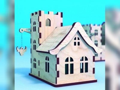 Tavern Bull House 3D Wooden Model Architectural Design CDR File