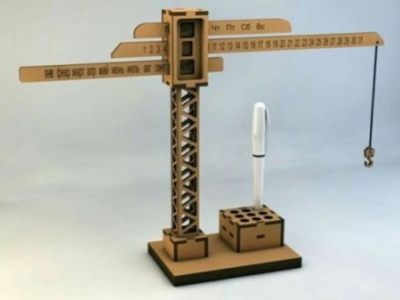 3D Wooden Puzzle Tower Crane Pen Holder Office Desk Organizer 4mm CDR and DXF File