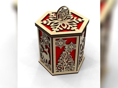 Christmas Wooden Decorative Gift Box CDR File