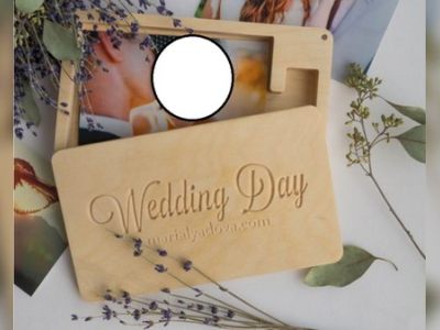 Wedding Gift Box for a USB Drive with Couple Photo Frame CDR File