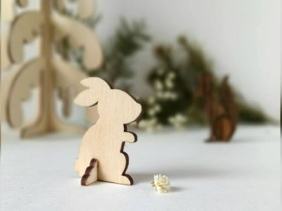 Wooden 3D Puzzle Bunny Toy Decor Model