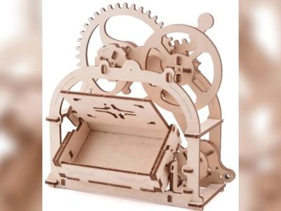3D Wooden Puzzle Mechanical Card Holder Gear Machine CDR File