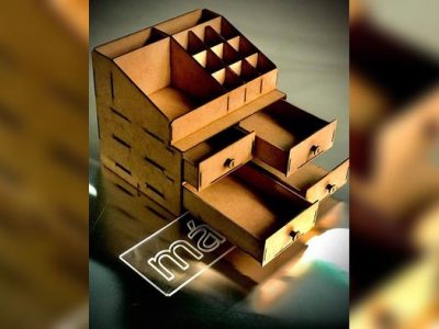 Wooden Makeup Organizer with Drawers Vector File