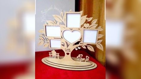 Wooden Heart Tree Photo Frame Vector File