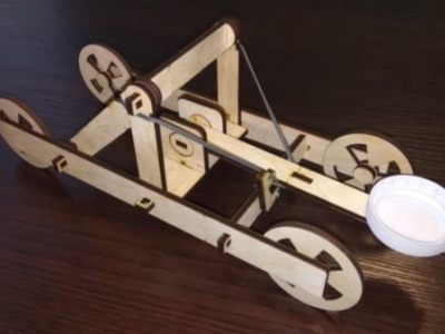 Wooden 3D Puzzle Catapult Toy Model CDR File for Laser Cutting