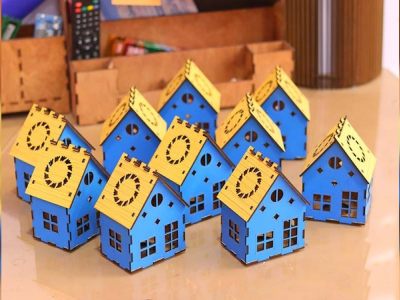 Miniature House Model Tealight Holder LED Lamp Design