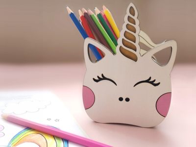 Unicorn Desk Organizer Laser Cut CDR File